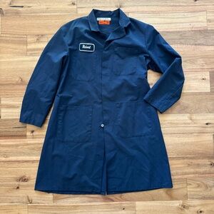 Vintage Navy Blue‎ military issued long lab shop coat size 46